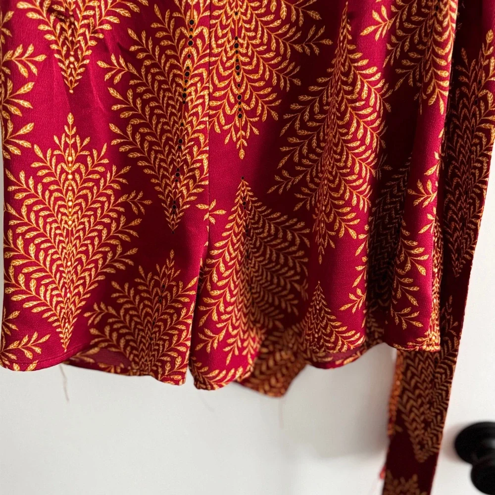 Selfie Leslie Red and Gold Long Sleeve Romper - Picture 7 of 10